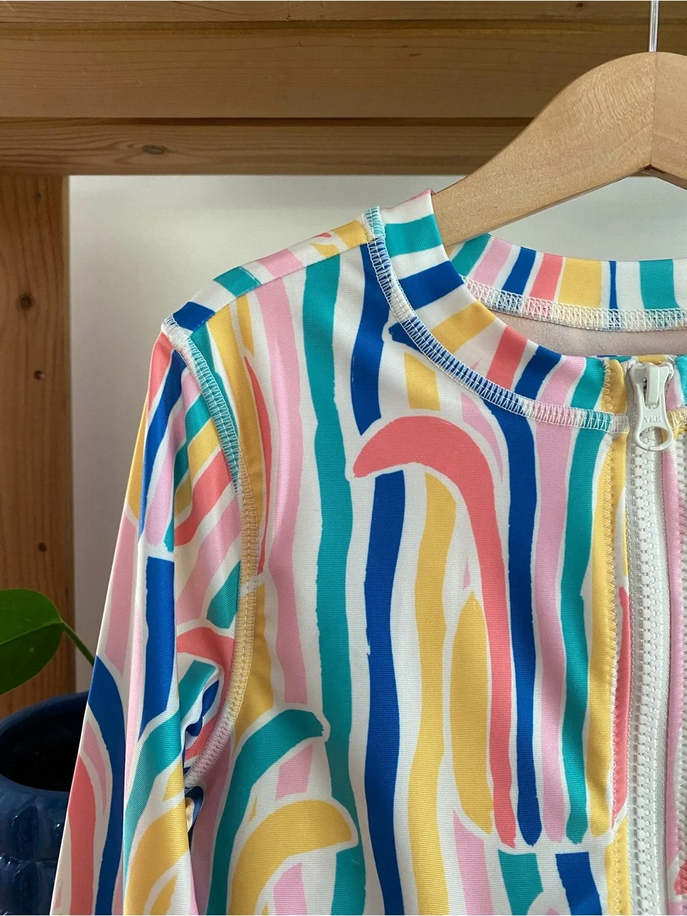 Tea Collection Rainbow Stripe Print Long Sleeve Rashguard One Piece Swimsuit 12